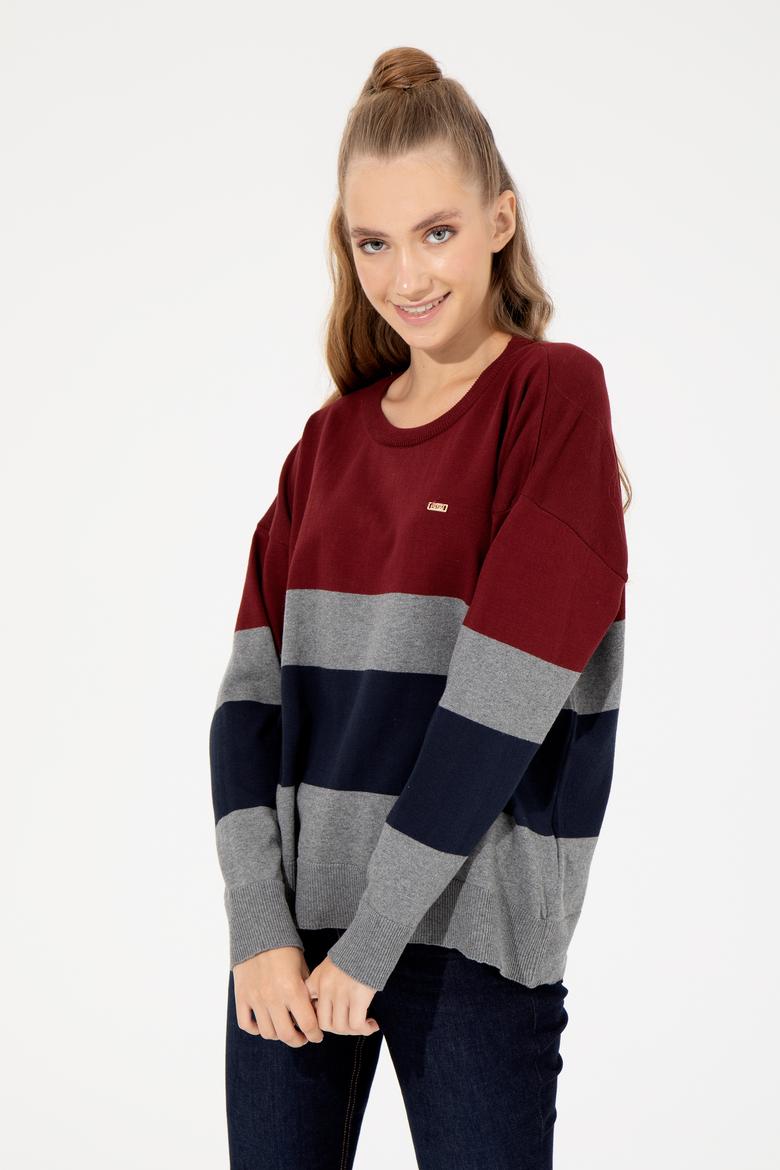 Kadın Vİşne Bisiklet Yaka Kazak - 50252042029