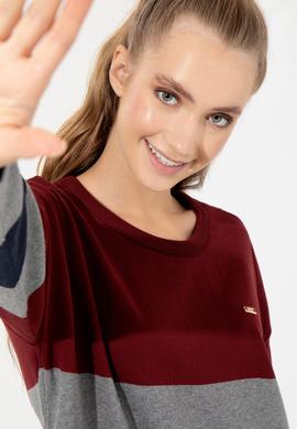 Kadın Vİşne Bisiklet Yaka Kazak - 50252042029