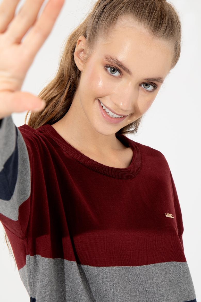 Kadın Vİşne Bisiklet Yaka Kazak - 50252042029