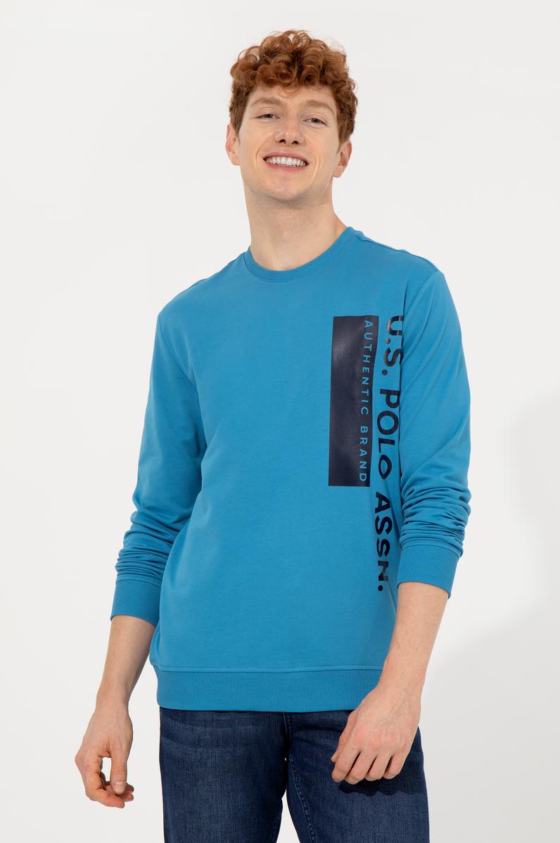 Erkek Kobalt Mavi Sweatshirt