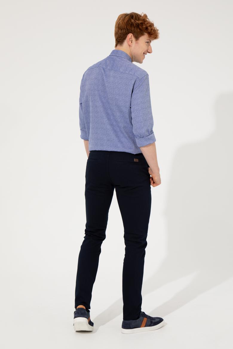 Erkek Slim Fit Lacivert Kanvas Pantolon - 50256538016
