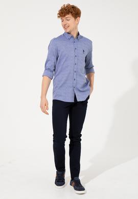 Erkek Slim Fit Lacivert Kanvas Pantolon - 50256538016