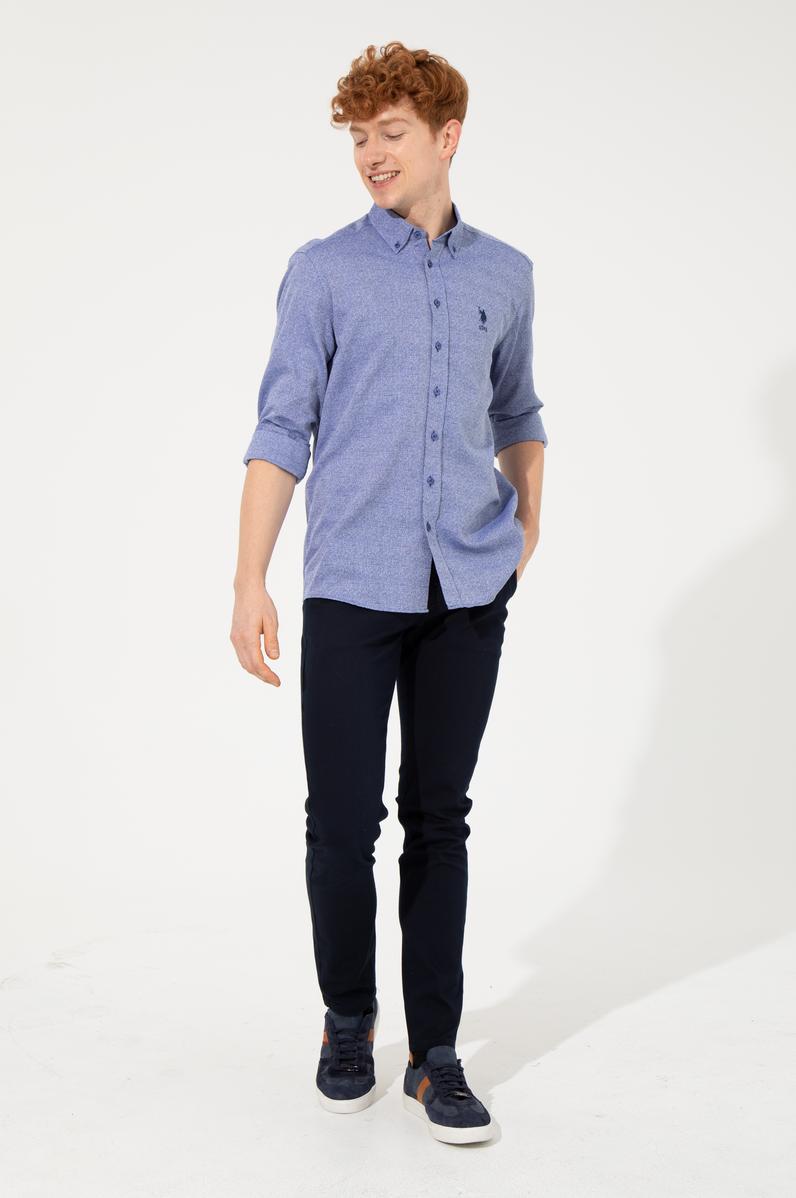 Erkek Slim Fit Lacivert Kanvas Pantolon