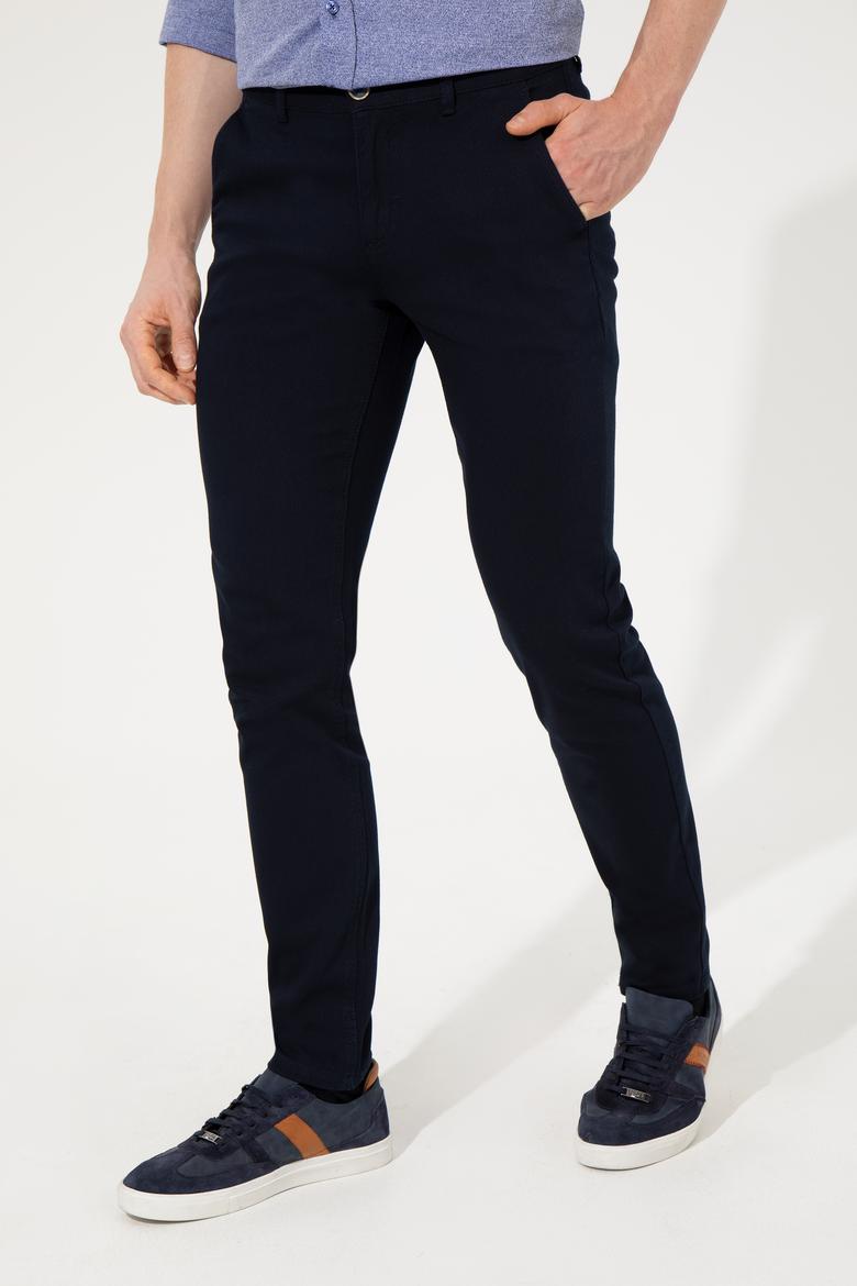 Erkek Slim Fit Lacivert Kanvas Pantolon - 50256538016
