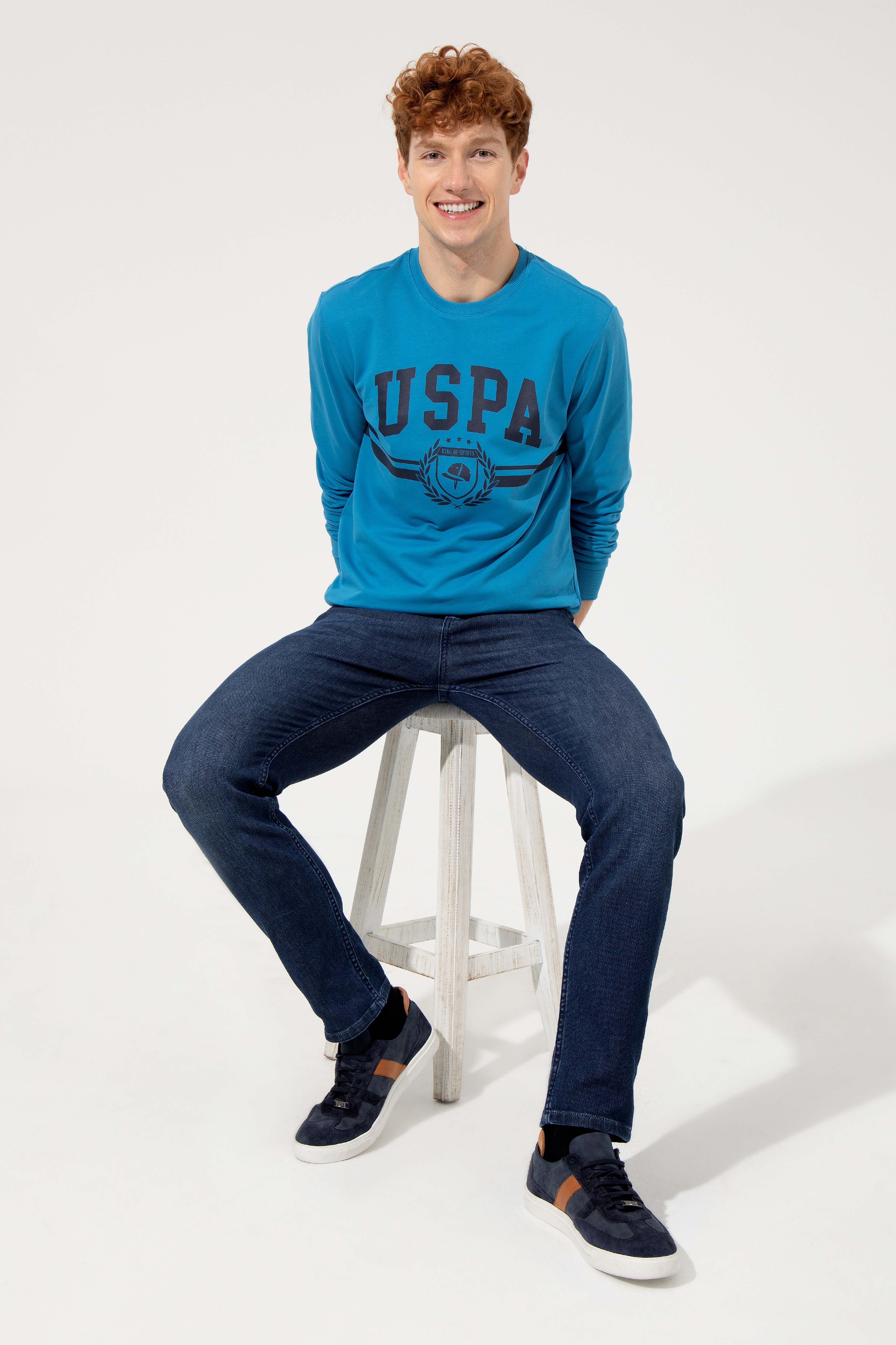 Erkek Kobalt Mavi Sweatshirt - Image 4