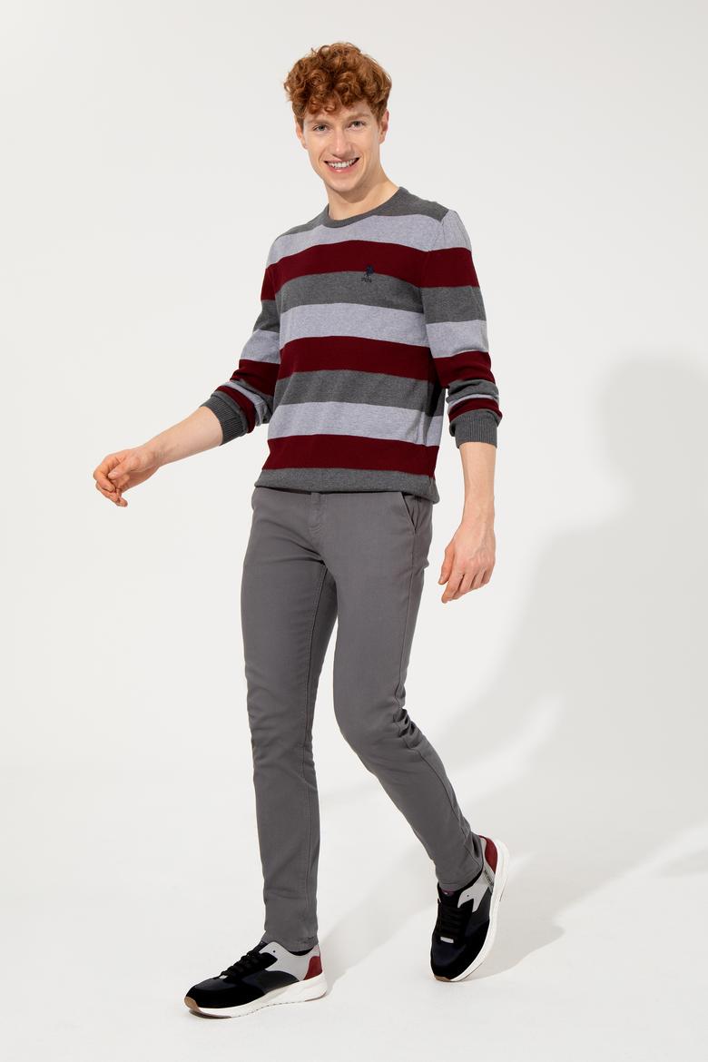 Erkek Slim Fit Gri Chinos