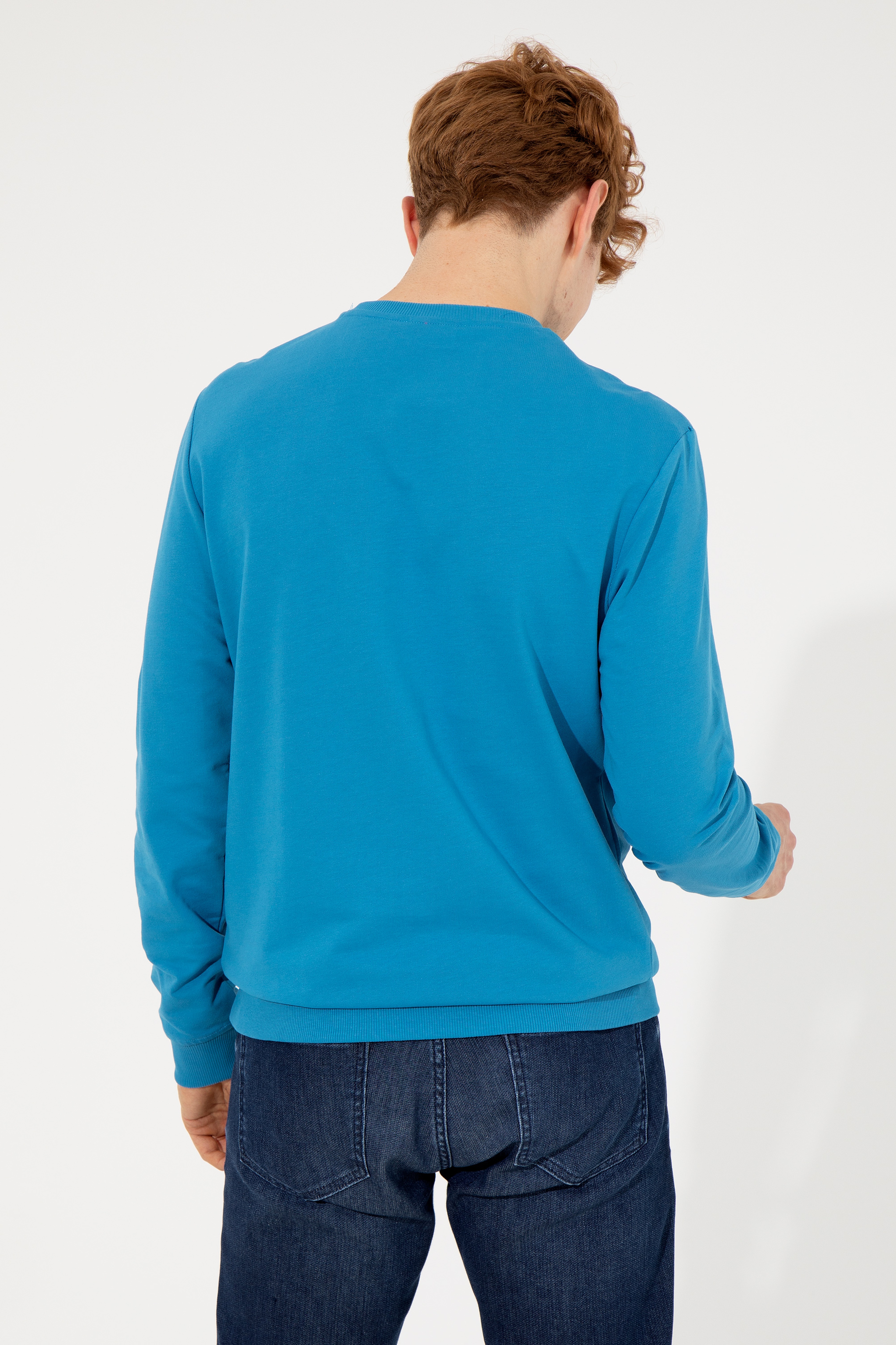 Erkek Kobalt Mavi Sweatshirt - Image 5