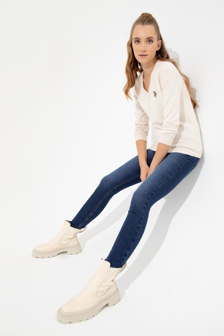 Kadın Krem Melanj Basic Kazak - 50255648043