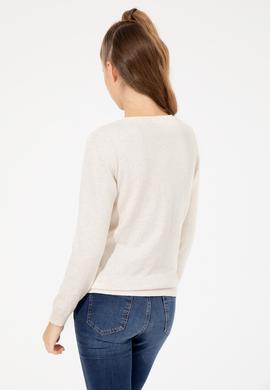 Kadın Krem Melanj Basic Kazak - 50255648043