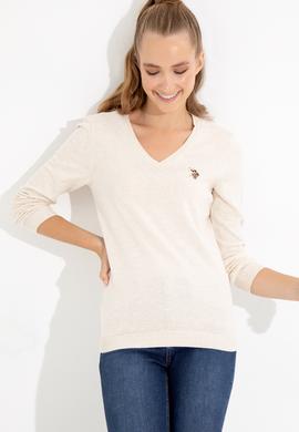 Kadın Krem Melanj Basic Kazak - 50255648043
