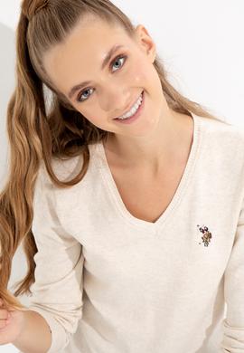 Kadın Krem Melanj Basic Kazak - 50255648043