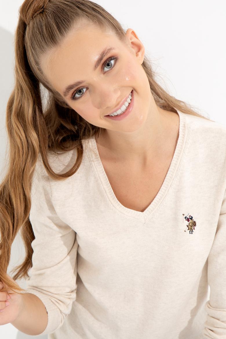 Kadın Krem Melanj Basic Kazak