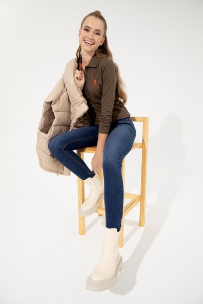 Kadın Coconut Polo Yaka Basic Sweatshirt