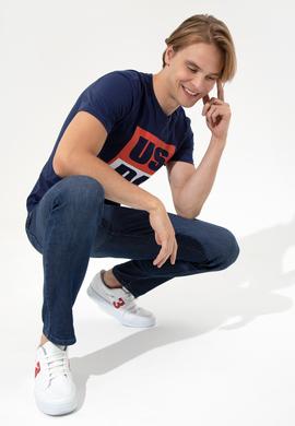 Erkek Lacivert Bisiklet Yaka Tişört - 50246126039