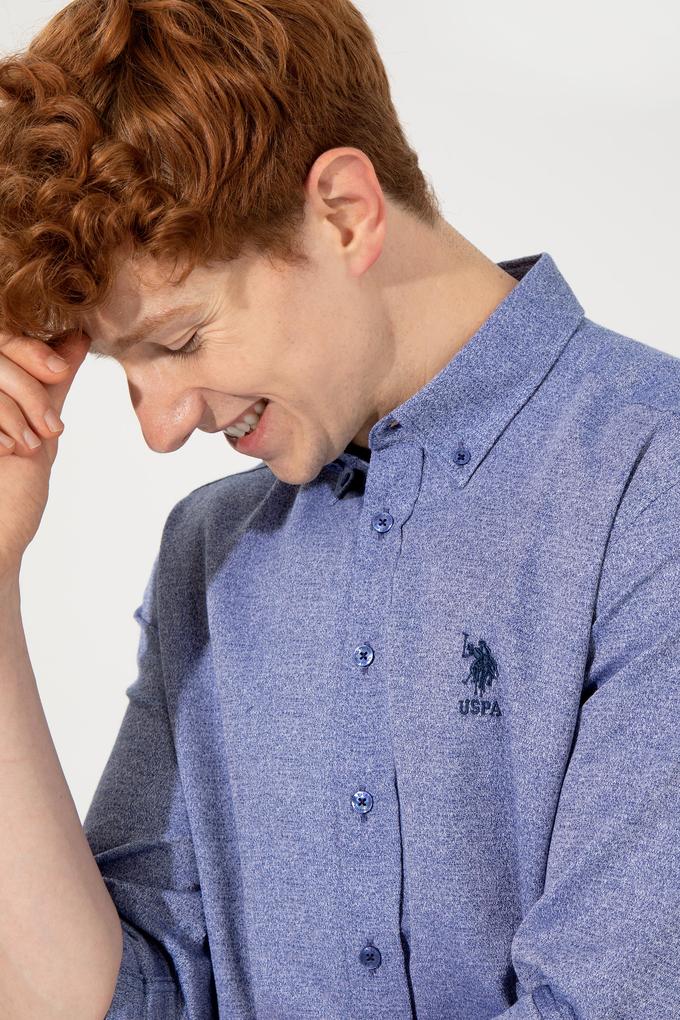 Erkek Mavi Uzun Kollu Gömlek