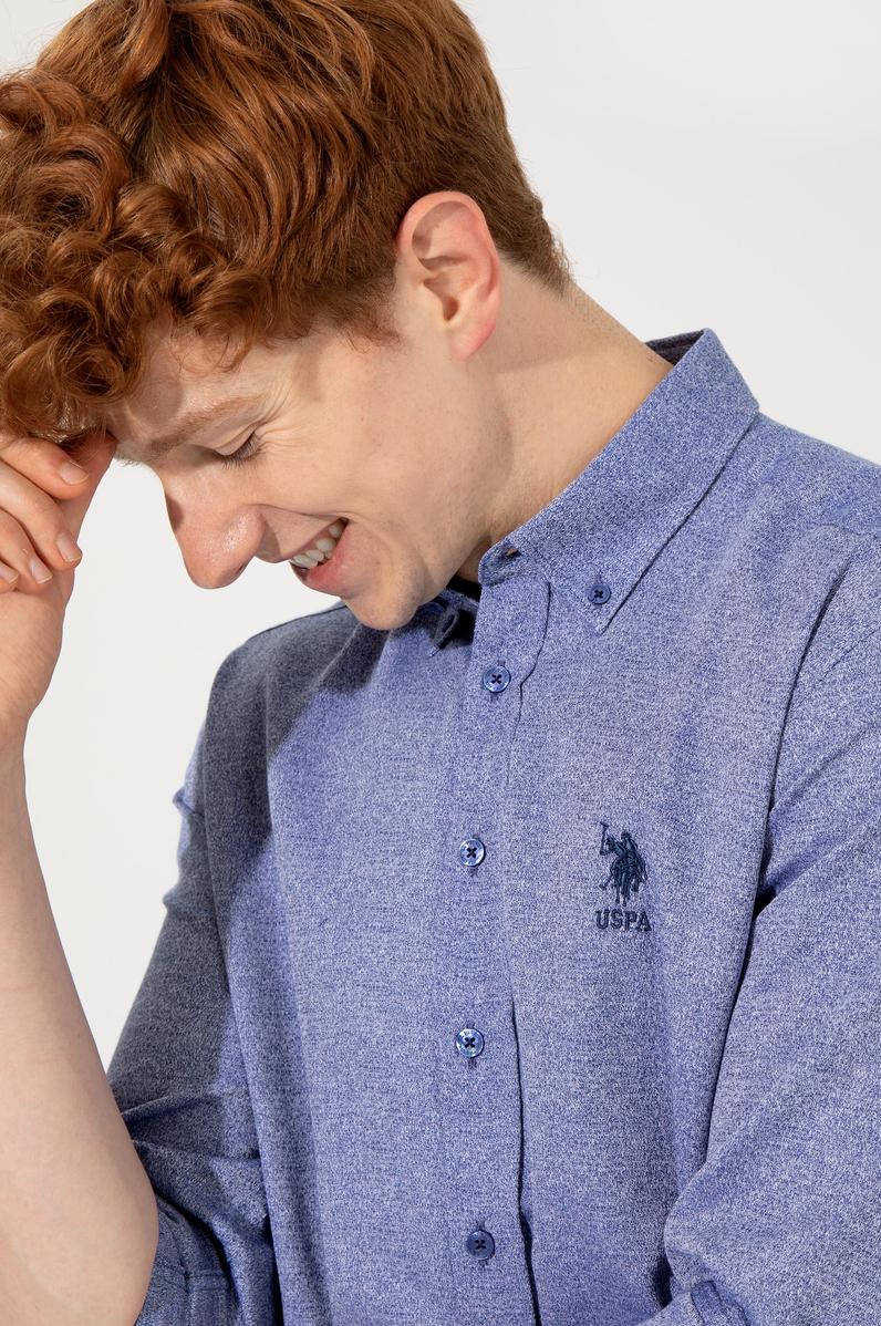 Erkek Mavi Uzun Kollu Gömlek