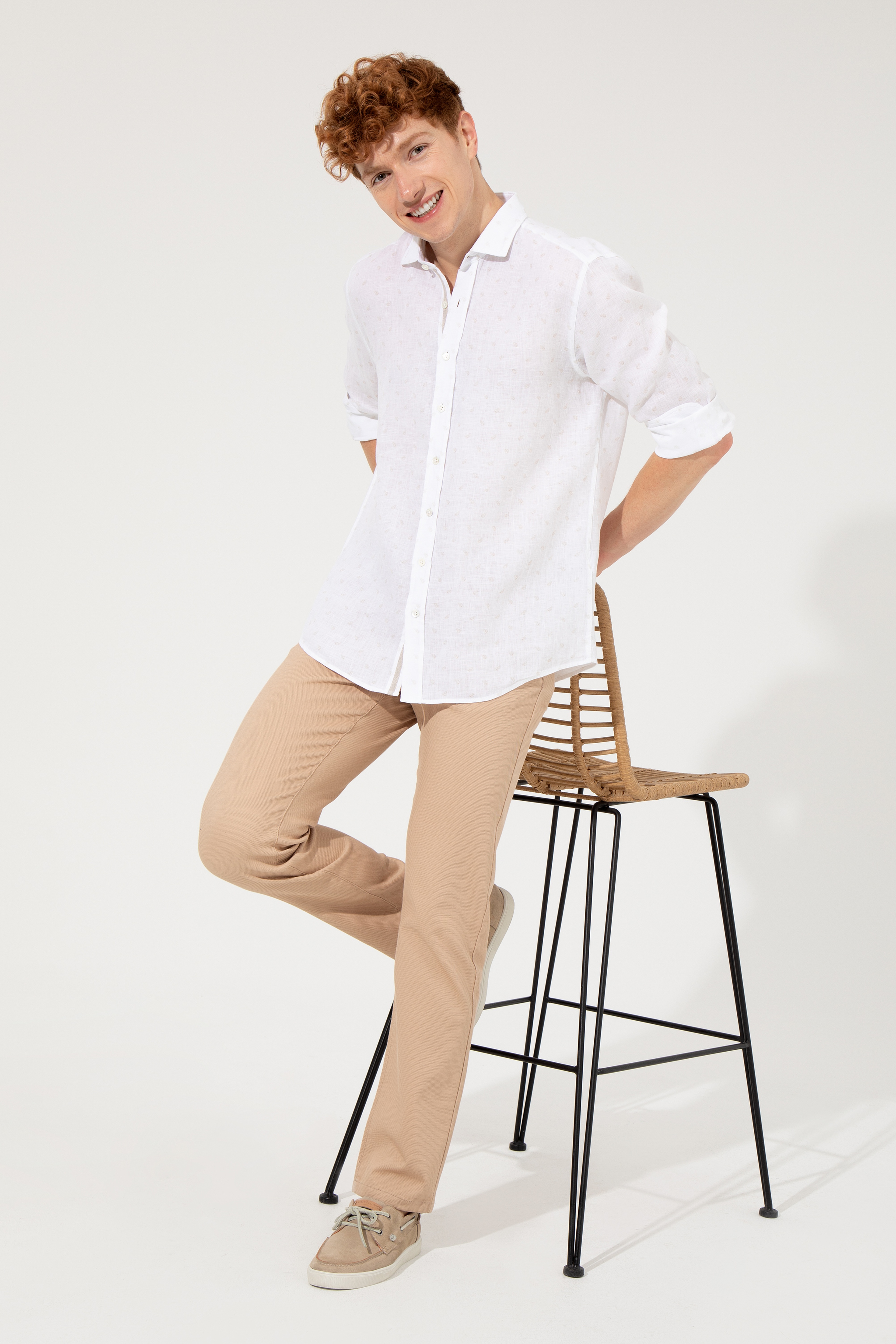 Erkek Regular Fit Kum Kanvas Pantolon - Image 3