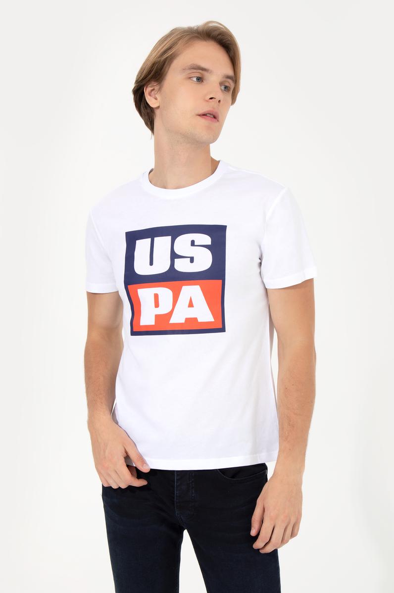 Erkek Beyaz Bisiklet Yaka Tişört