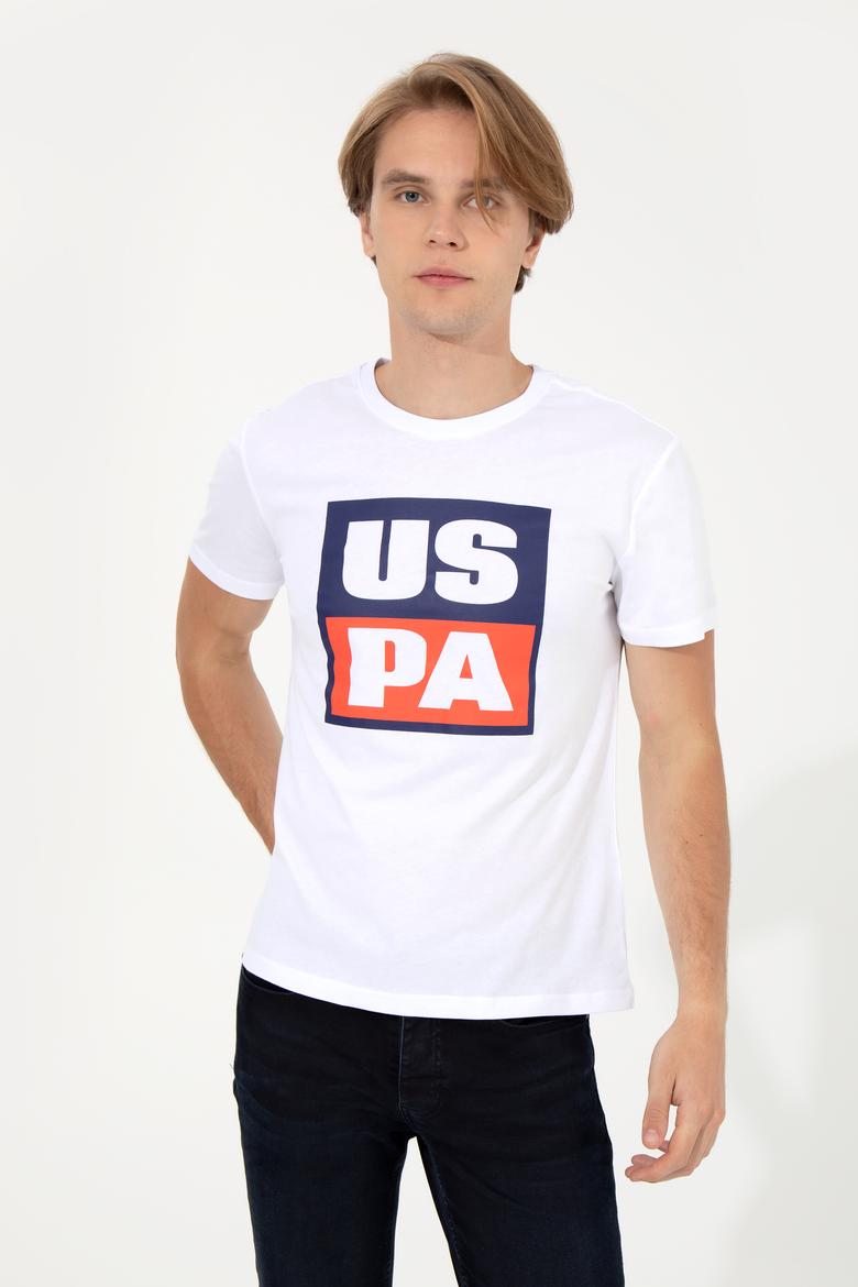 Erkek Beyaz Bisiklet Yaka Tişört - 50246126009