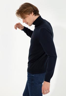 Erkek Lacivert Balıkçı Yaka Basic Triko Kazak - 50251874021