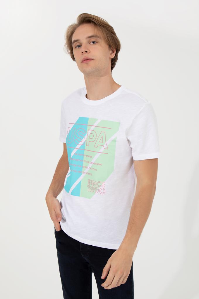 Erkek Beyaz Bisiklet Yaka Tişört