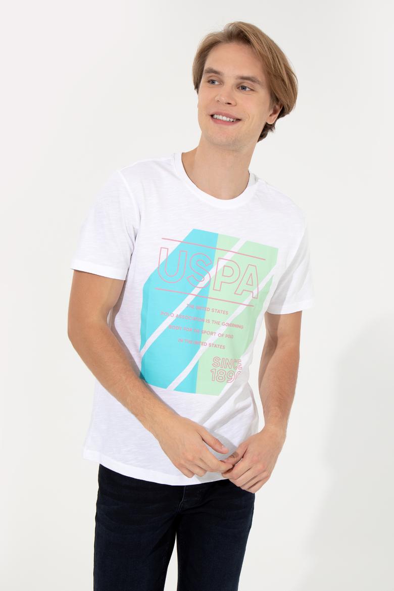 Erkek Beyaz Bisiklet Yaka Tişört - 50249177007