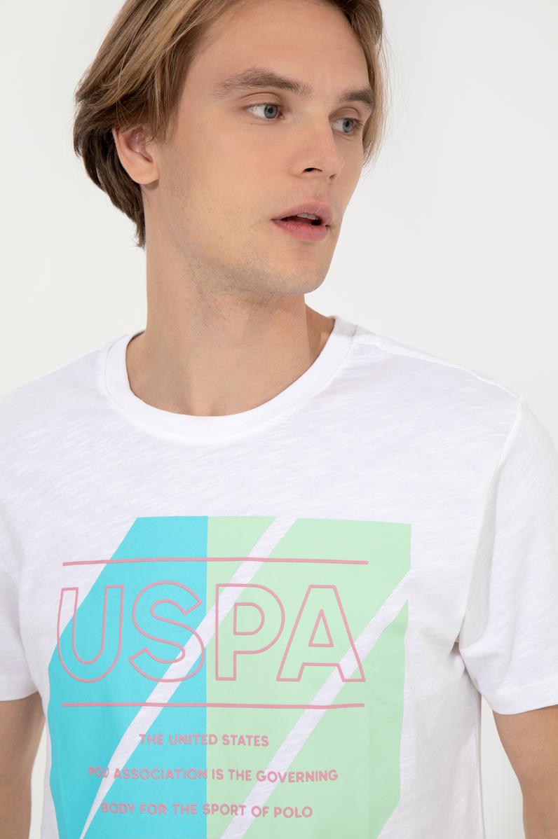 Erkek Beyaz Bisiklet Yaka Tişört