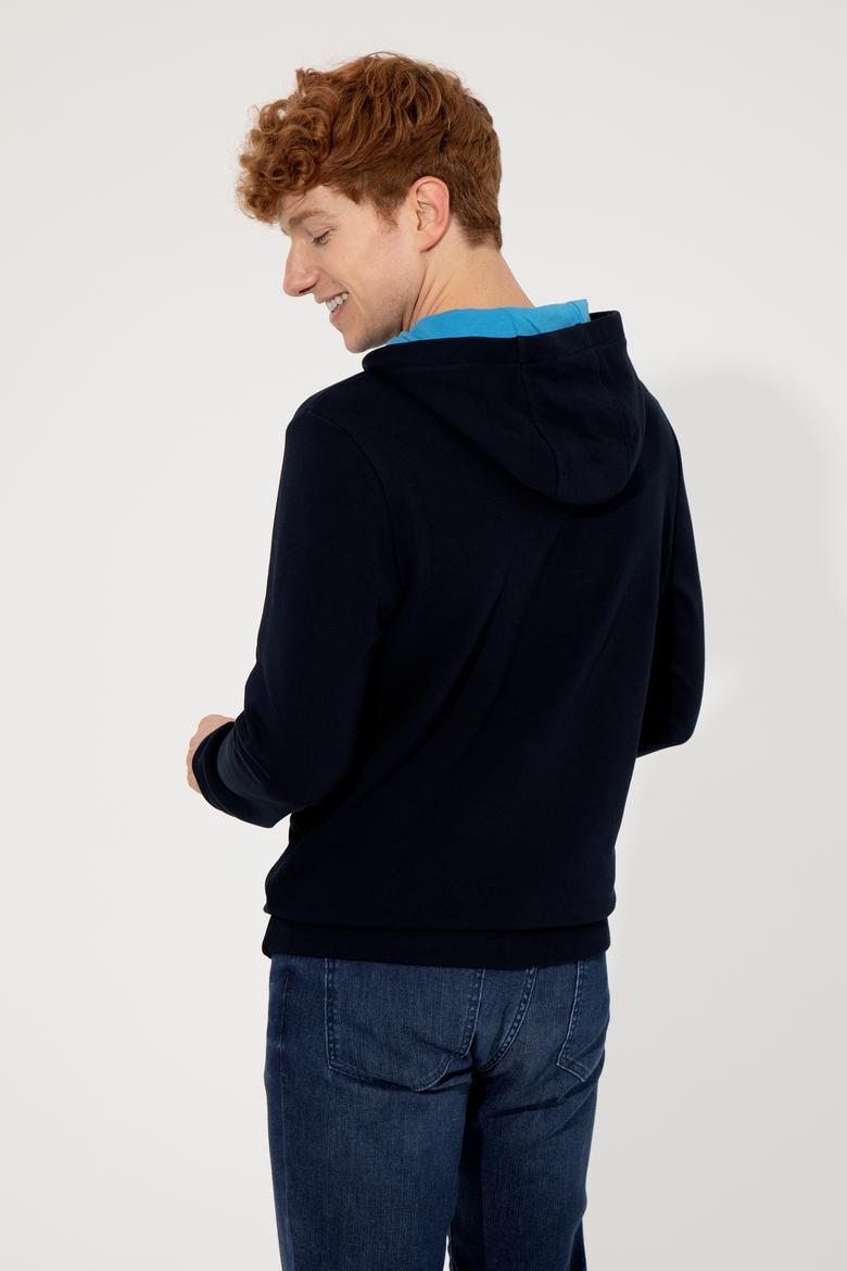 Erkek Lacivert Kapüşonlu Sweatshirt - 50257167011