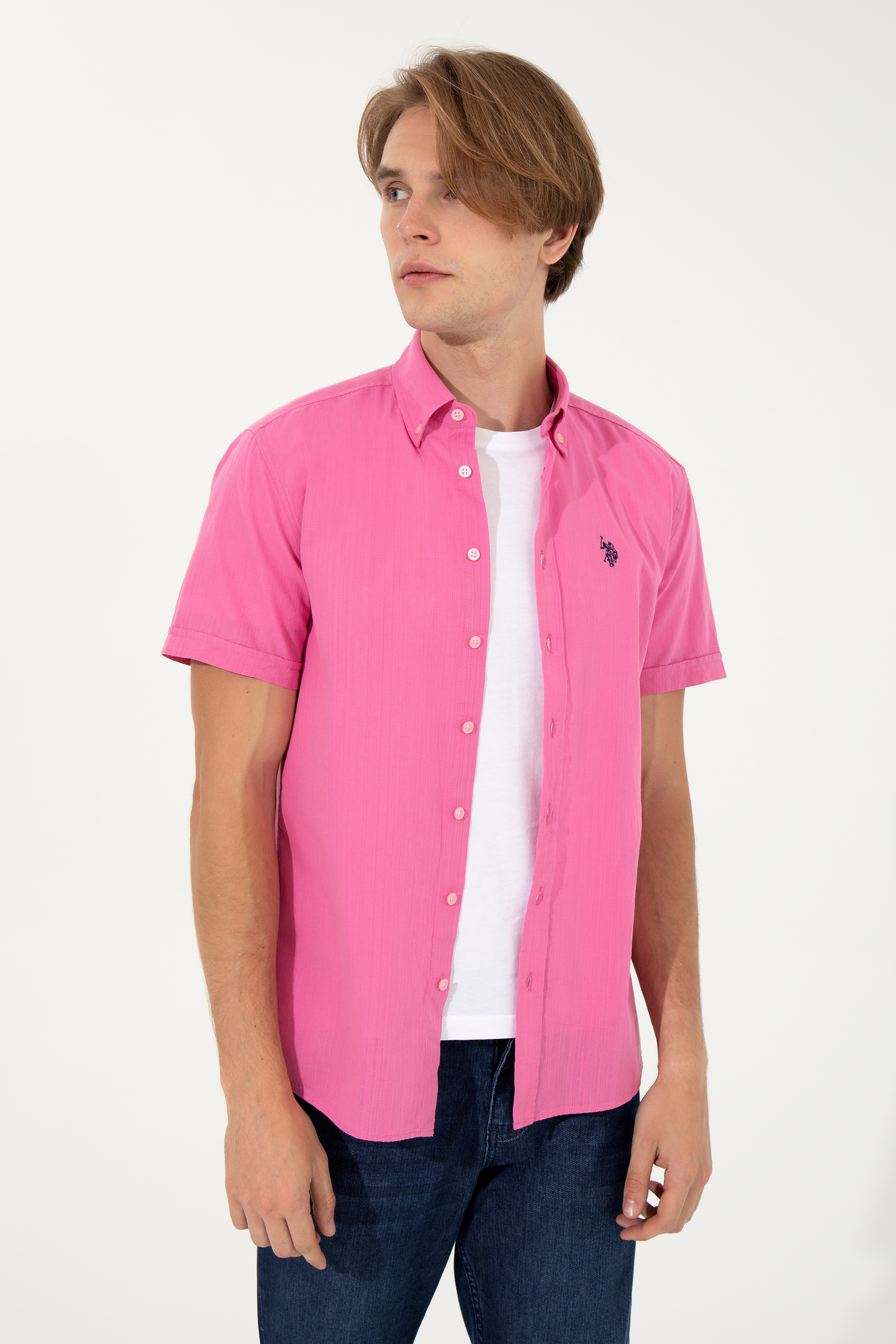 Erkek Pembe Gömlek Kısakol - Image 3