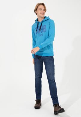 Erkek Kobalt Kapüşonlu Sweatshirt - 50257143031