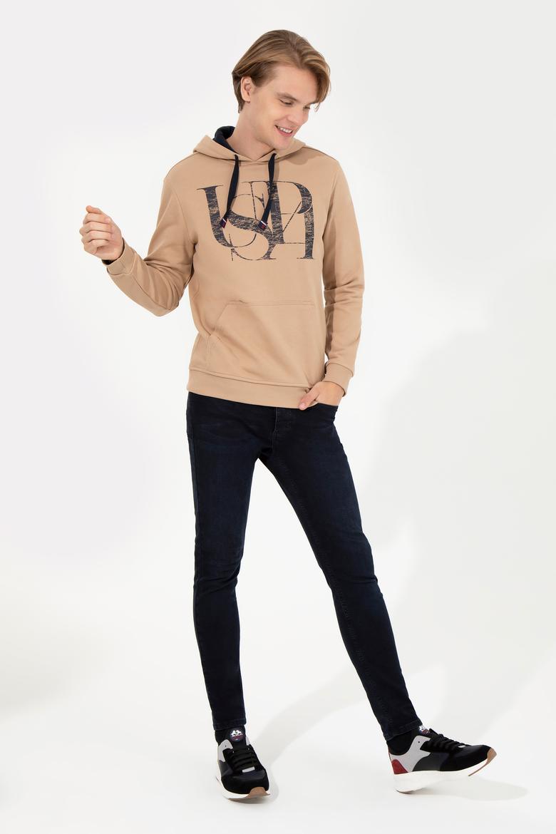 Erkek Camel Kapüşonlu Sweatshirt - 50257202057