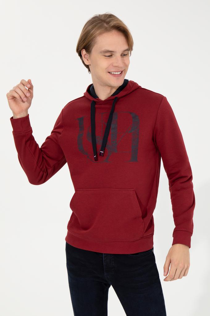 Erkek Vişne Kapüşonlu Sweatshirt