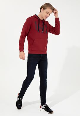 Erkek Vişne Kapüşonlu Sweatshirt - 50257202007