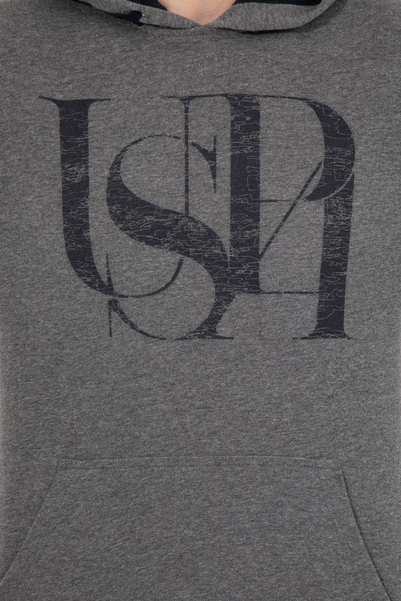 Erkek Antrasit Melanj Kapüşonlu Sweatshirt - 50257202047