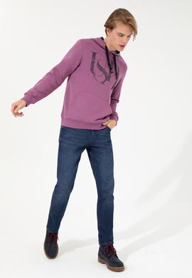 Erkek Menekşe Kapüşonlu Sweatshirt - 50257202077