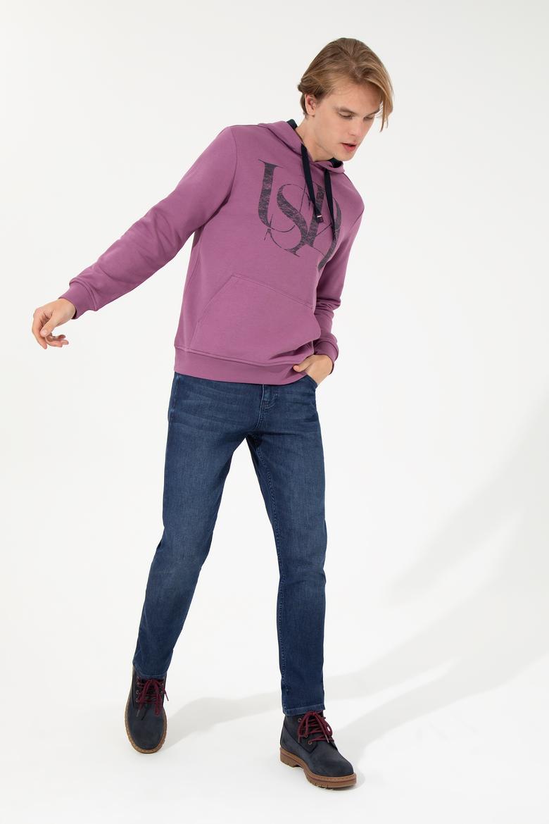 Erkek Menekşe Kapüşonlu Sweatshirt - 50257202077