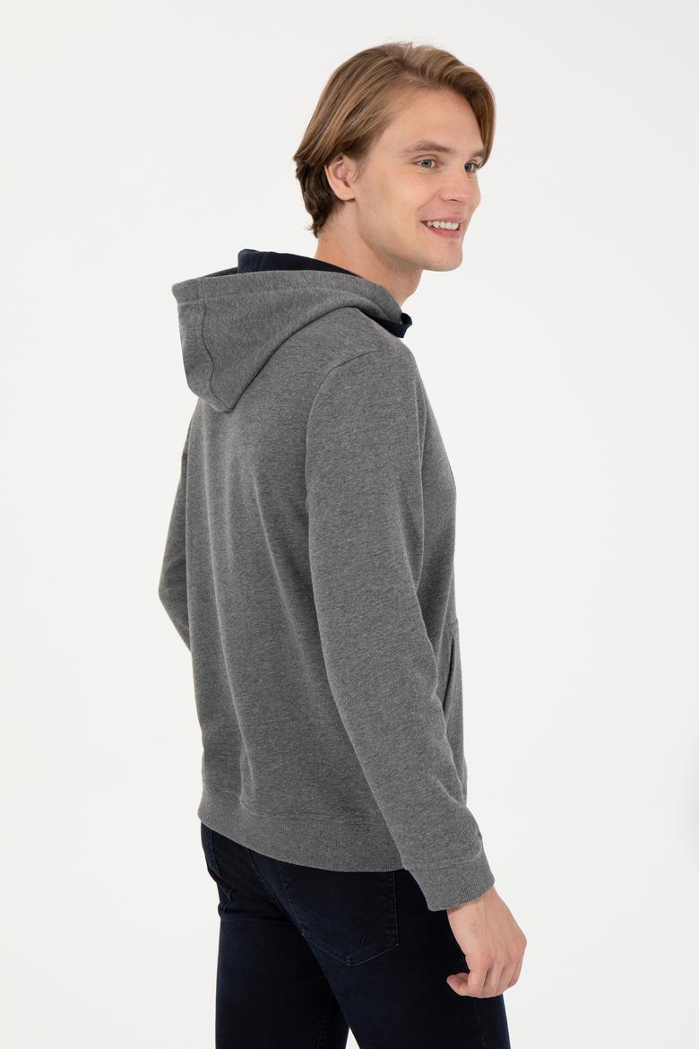 Erkek Antrasit Melanj Kapüşonlu Sweatshirt - 50257202047