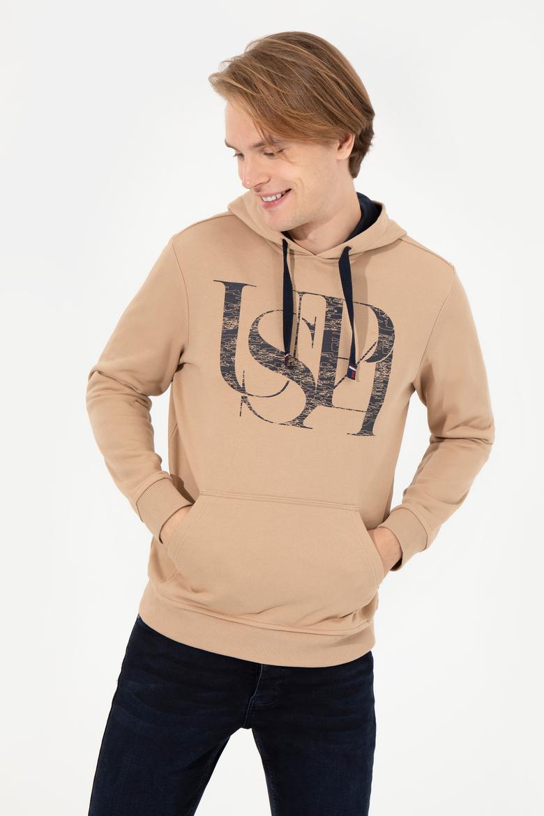 Erkek Camel Kapüşonlu Sweatshirt - 50257202057