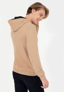 Erkek Camel Kapüşonlu Sweatshirt - 50257202057