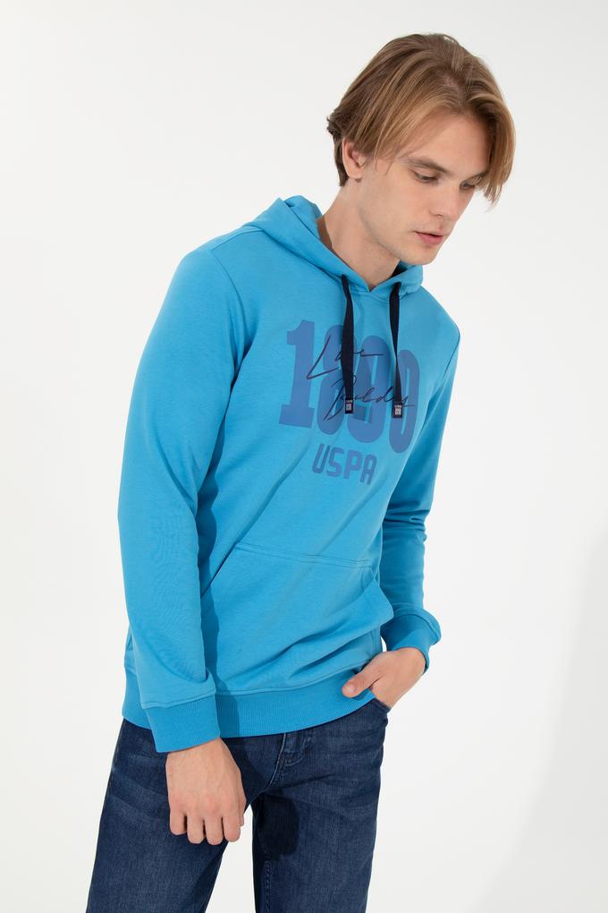 Erkek Kobalt Kapüşonlu Sweatshirt