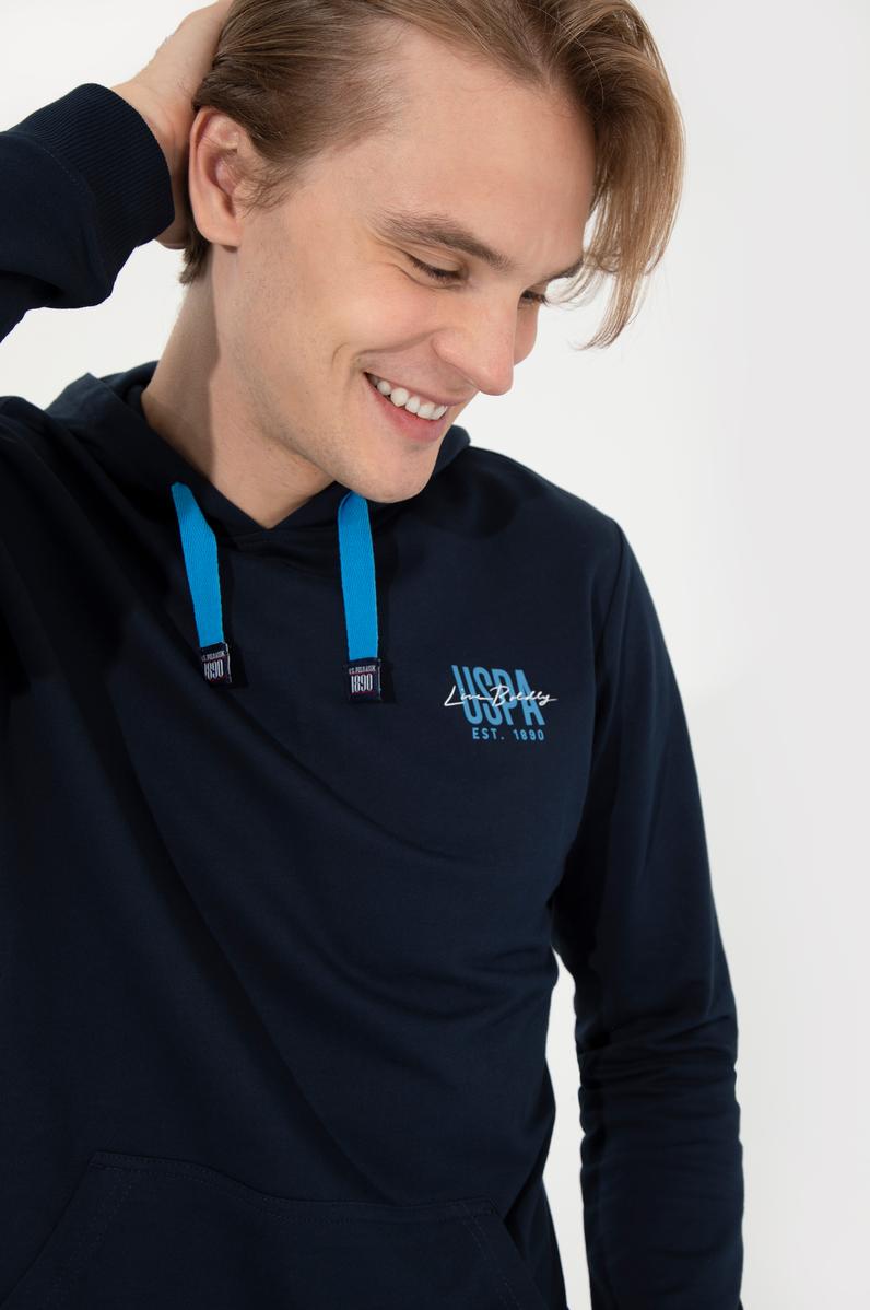 Erkek Lacivert Kapüşonlu Basic Sweatshirt