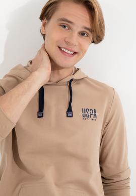 Erkek Camel Kapüşonlu Basic Sweatshirt - 50257225106