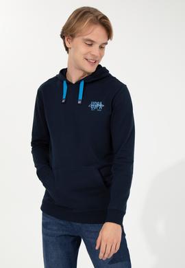 Erkek Lacivert Kapüşonlu Basic Sweatshirt - 50257225019