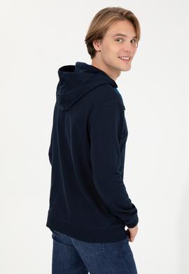 Erkek Lacivert Kapüşonlu Basic Sweatshirt - 50257225019