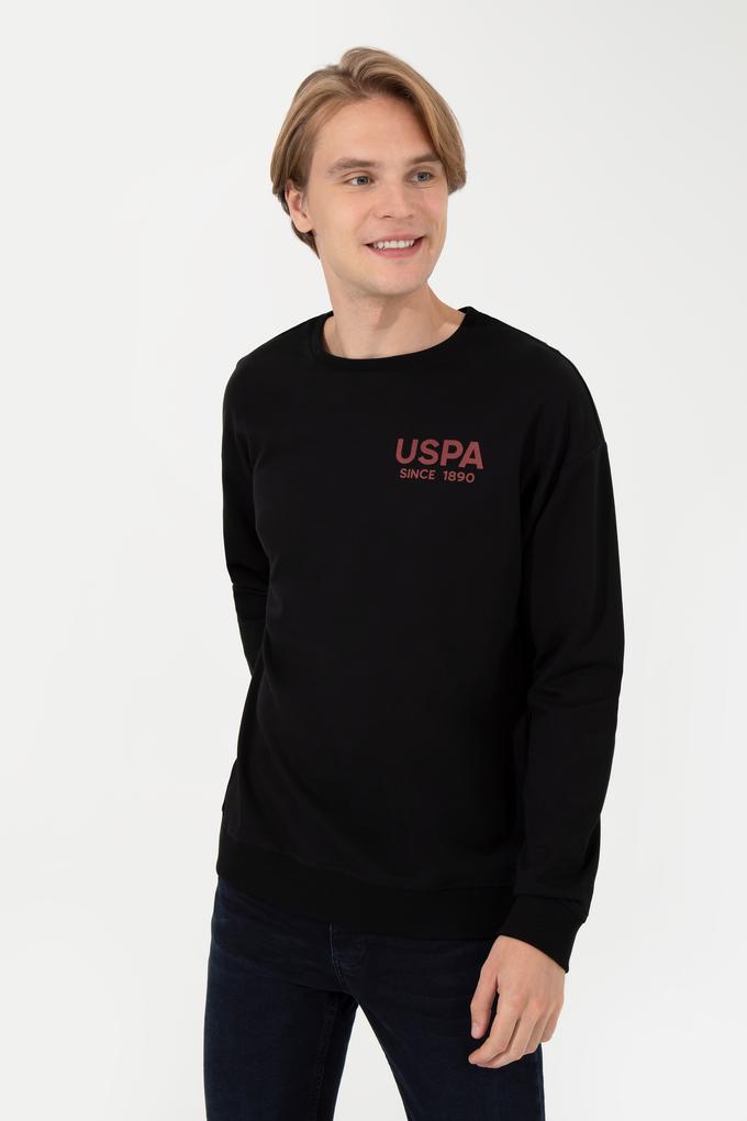 Erkek Siyah Bisiklet Yaka Sweatshirt