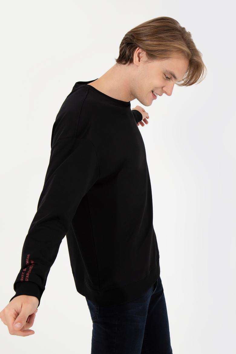 Erkek Siyah Bisiklet Yaka Sweatshirt - 50257198046