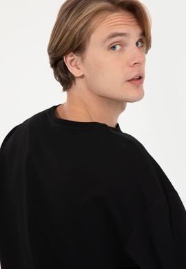 Erkek Siyah Bisiklet Yaka Sweatshirt - 50257198046