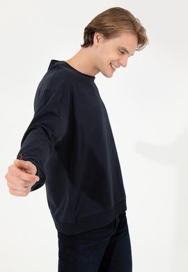 Erkek Lacivert Bisiklet Yaka Sweatshirt - 50257198016