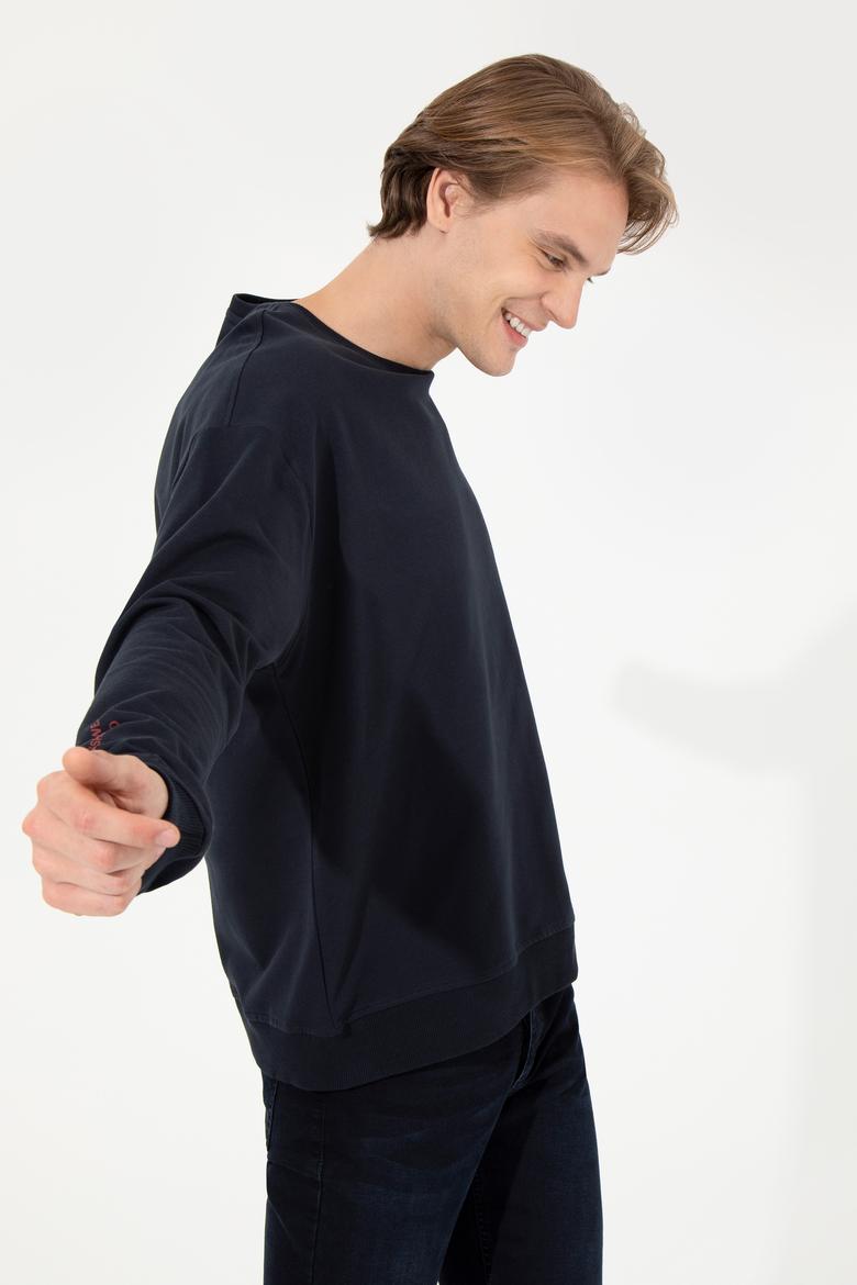 Erkek Lacivert Bisiklet Yaka Sweatshirt - 50257198016