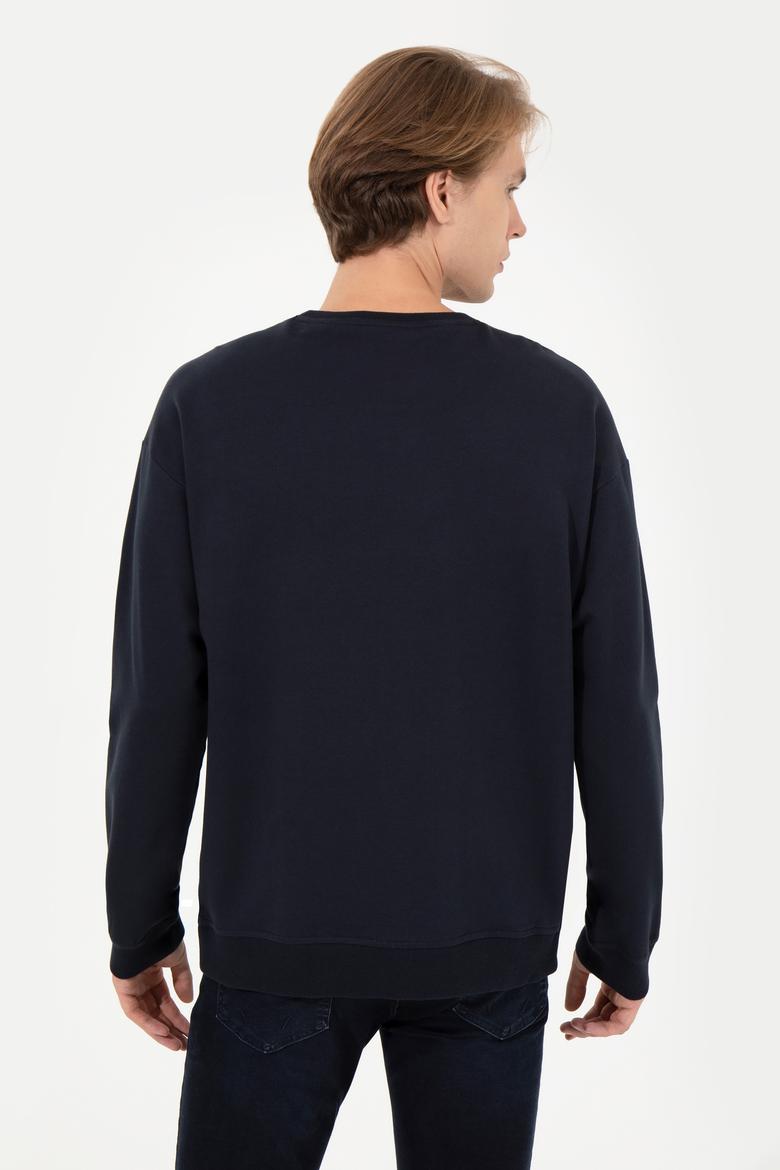 Erkek Lacivert Bisiklet Yaka Sweatshirt - 50257198016